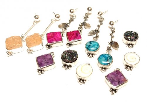 Judy Larson's Dangling Drop Earrings - , Contemporary Wire Jewelry, Butane Torch, Soldering, Solder, assembly line bezels